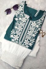 Shripali Heavy Embroidered Green Kurta with Afghani Pant - Image 3