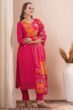 Shripali Pink Ethnic Motifs Bead and Stones Suit with Dupatta
