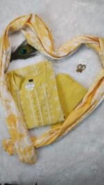 Shripali Cotton Silk Thread Work Suit with Pure Cotton Dupatta - Image 5