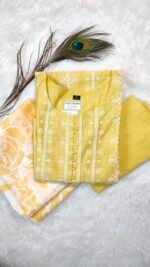 Shripali Cotton Silk Thread Work Suit with Pure Cotton Dupatta - Image 3