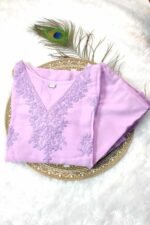 Shripali Lavender Heavy Chikankari Kurta Plazzo with Crochet Lace Work - Image 2