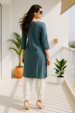 Shripali Heavy Embroidered Green Kurta with Afghani Pant - Image 2