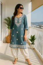 Shripali Heavy Embroidered Green Kurta with Afghani Pant - Image 6