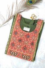 Shripali Pure Cotton Azrakh Print Gamthi Suit with Dupatta - Image 5