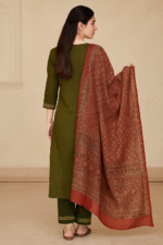 Shripali Pure Cotton Azrakh Print Gamthi Suit with Dupatta - Image 3
