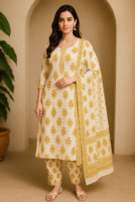 Shripali Pure Malmal Cotton Kurta Pant Set with Dupatta