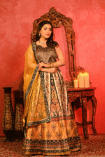 Shripali Midnight Gold Lehenga Set with Mirror Embellished Work