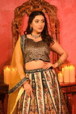 Shripali Midnight Gold Lehenga Set with Mirror Embellished Work - Image 3